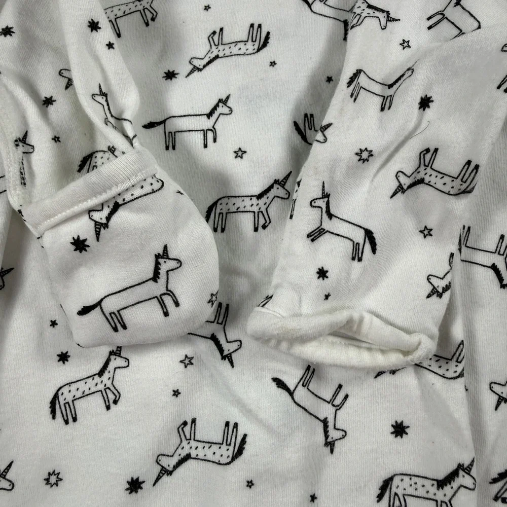 Hanna Andersson Baby Unicorn Organic Cotton Footed Sleeper White 0-3 Months